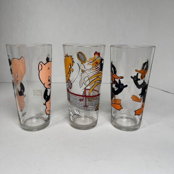 Vtg 1976 Pepsi Collector Glasses Looney Tunes Porky Pig Foghorn Leghorn Daffy Du - Picture 2 of 7